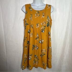 Sonoma Yellow Floral Pleated Bodice Sleeveless Summer Dress Size Small